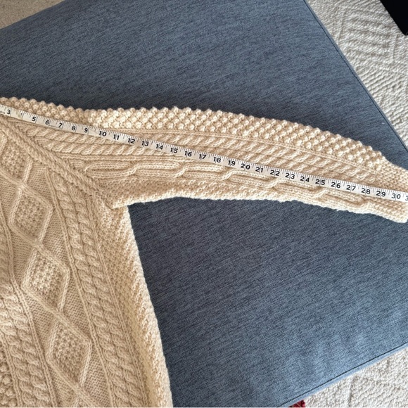 Irish Aran Handknit Wool Ivory Sweater for Men - Picture 9 of 11